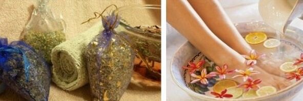 foot bath with herbs for varicose veins